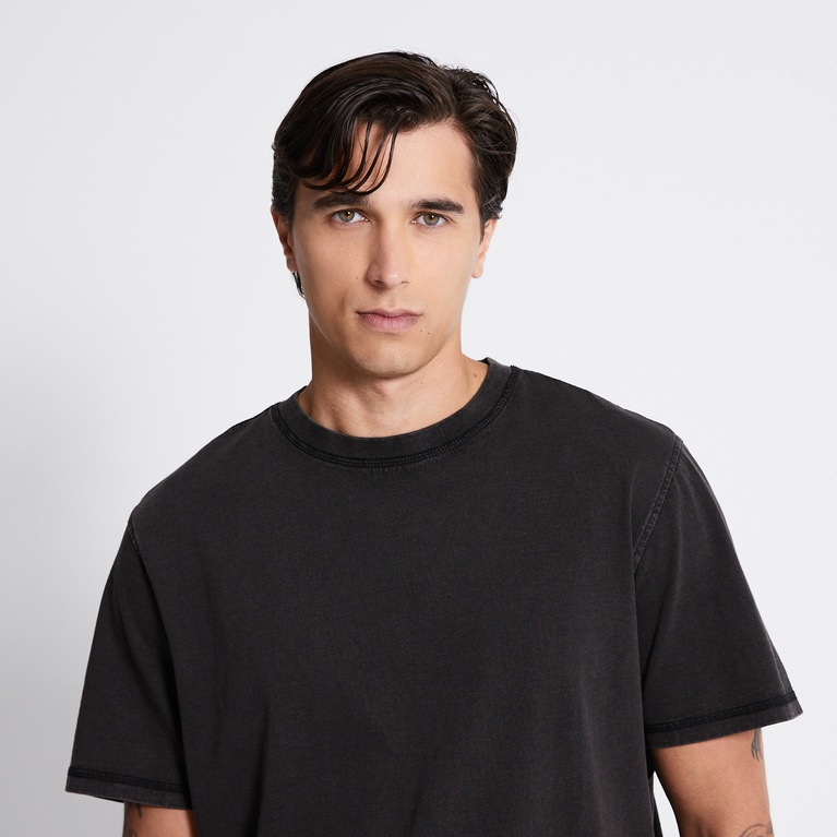 Heavy washed tee "Rough" Black